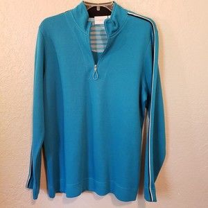 Liz Claiborne Women's Zippered Turquoise Long Sleeve Pullover Sz M